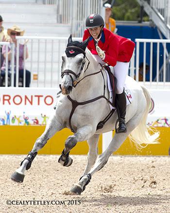 Colleen Loach of Dunham, QC, finished eighth individually in her major games debut riding Qorry Blue d’Argouges. (Photo © Cealy Tetley)