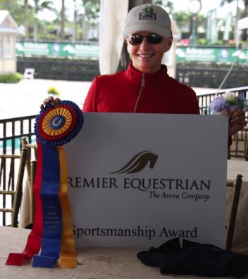 Debbie McDonald wins the Premier Equestrian Sportsmanship Award Adequan Global Dressage Festival