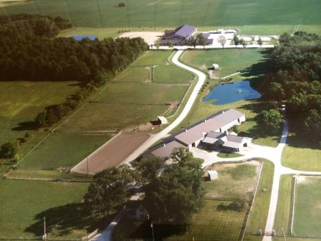 Aerial view of the World Class Training Facility Gypsy Woods Farm in Richmond, OH 