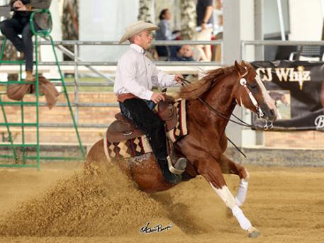 Félix Lejour riding his 7-year-old Paint Horse stallion, Smokin Boom (Photo: Andrea Bonaga)