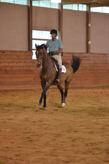 George Morris demonstrated raising the base of the neck of the horse.
