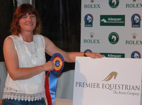 Ilse Schwartz wins the Premier Equestrian Sportsmanship Award at the 2015 Adequan Global Dressage Festival 