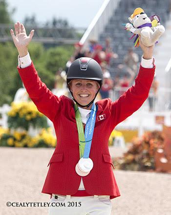 Jessica Phoenix of Cannington, ON, celebrates winning the individual silver medal. (Photo © Cealy Tetley)