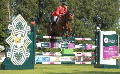  Joerg Oppermann and Che Guevara jumped double-clear to help Germany to victory at the seventh and penultimate leg of the Furusiyya FEI Nations Cup™ Jumping 2014 Europe Division 2 series in Bratislava (SVK) yesterday.  Photo: FEI/Anton Martinec.