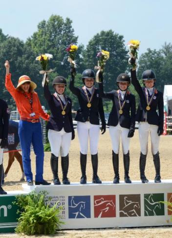Junior Team Zone 4 Gold Medalists (from left to right): Kim Land, chef d'equipe; Mackenzie McGehee; Sophie Simpson; Brett Burlington; and Louise Graves.