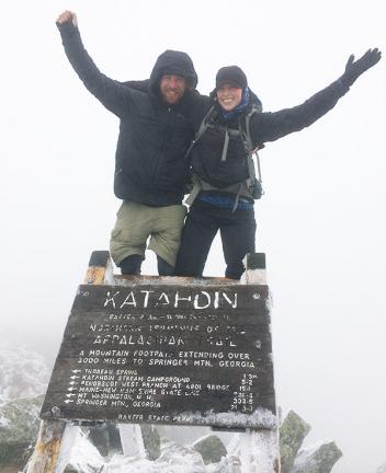 Lauren and Nate at the top of Mount Katahdin.