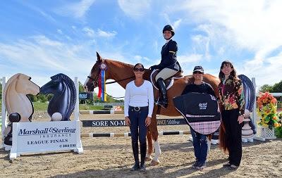 Lena Rae Reeb on Private Ryan and her trainers Leslie Kogos and Michele West accept Best Junior Rider--Horse honors from HITS Kristen Vale-Mosack. ©ESI Photography