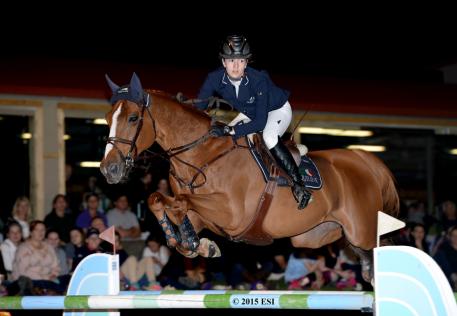 Lucy Davis and Old Oak Farm's Barron go double-clear to win the $50,000 HITS Grand Prix CSI-W2*, presented by OSPHOS®, Saturday, February 7, 2015 at HITS Thermal. (c) ESI Photography
