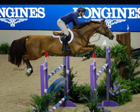 McLain Ward (USA) and Rothchild take to the schooling course. (c) McCool Photography 