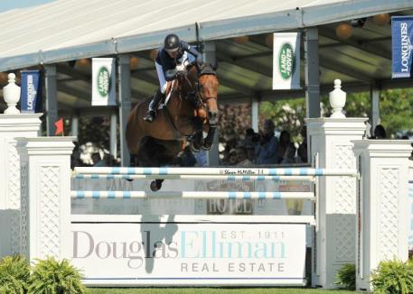 Molly Ashe-Cawley rode Carissimo to victory in the $50,000 Douglas Elliman Grand Prix Qualifier, presented by Longines. (Shawn McMillen photo) 