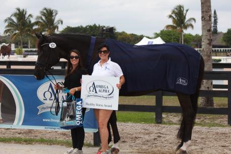  Fritz San Tino owned by Melanie Pai (right) and ridden by Natalie Pai (left), won the Omega Alpha Healthy Horse Award at the Adequan Global Dressage Festival.