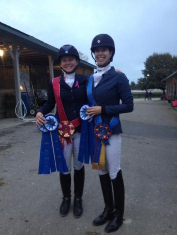 Kate Poulin with long-time student Kelly Grant at the 2014 Region 2 Championships. Grant was Champion of Training Level AA and placed third at Nationals. (Photo: Poulin Dressage)