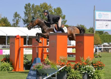 Richie Moloney won the 0,000 Newsday Open Jumper on Bailey. (Shawn McMillen photo) 