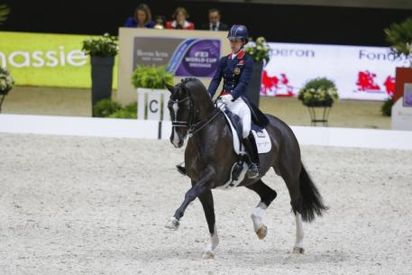 The multiple world-record-breaking British partnership of Charlotte Dujardin and Valegro claimed the Reem Acra FEI World Cup™ Dressage 2014 title at Lyon, France last April. (FEI/Dirk Caremans)