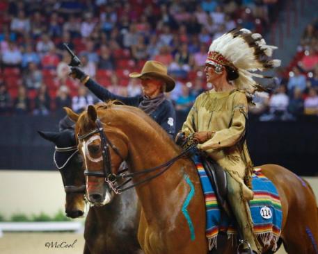 Mette Rosencrantz on Marron and Anna Dahlberg on Rico with their Wild Wild West Routine (Photo:(c) McCool Photography)