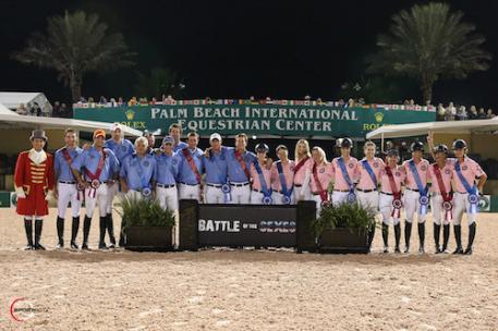 The women and men shared victory in this year's $75,000 Battle of the Sexes. Photo © Sportfot, An Official Photographer of the Winter Equestrian Festival, us.sportfot.com.